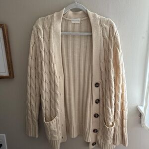 Women's Cream Cable Knit Cardigan